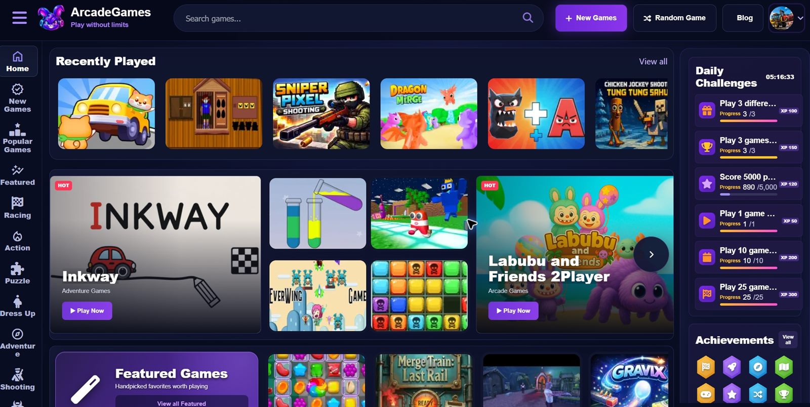 ArcadeGames PRO GamePortalScript template demo