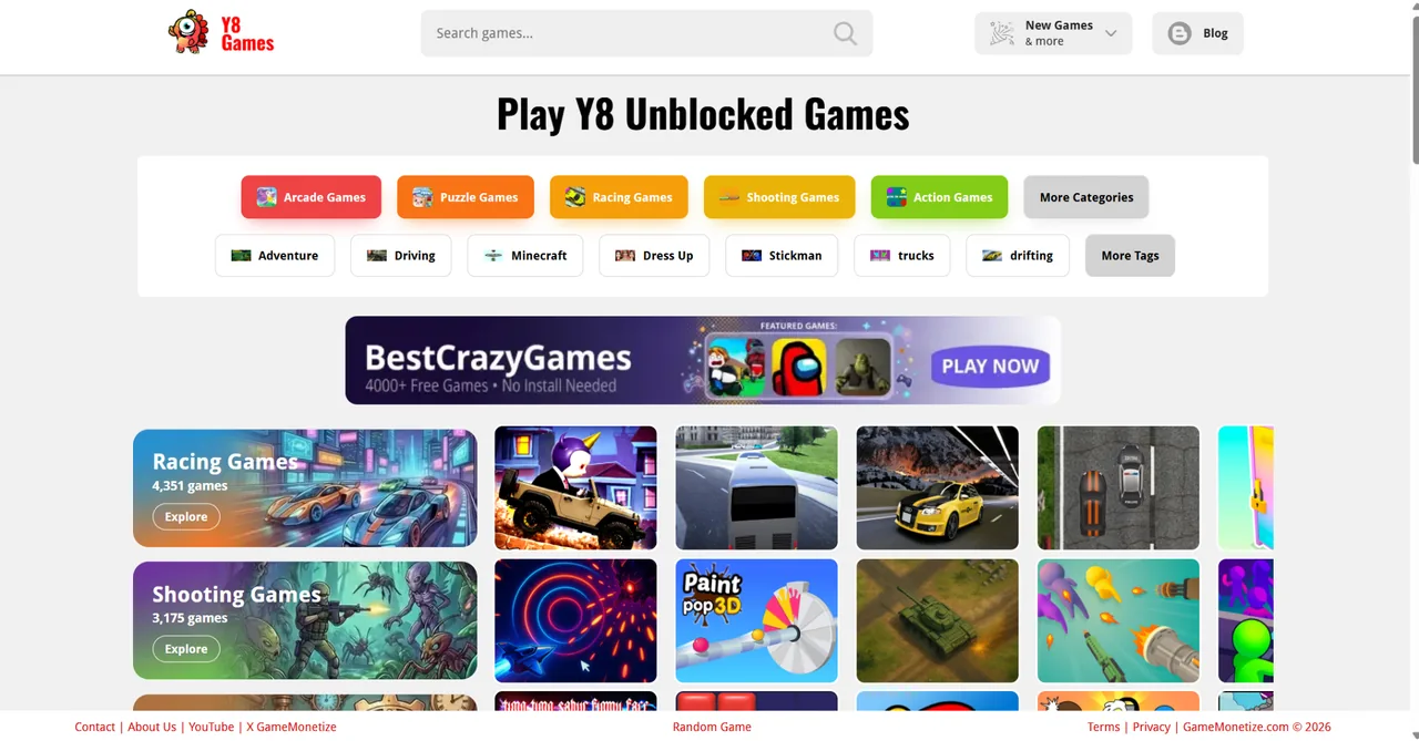 Y8-style GamePortalScript template demo