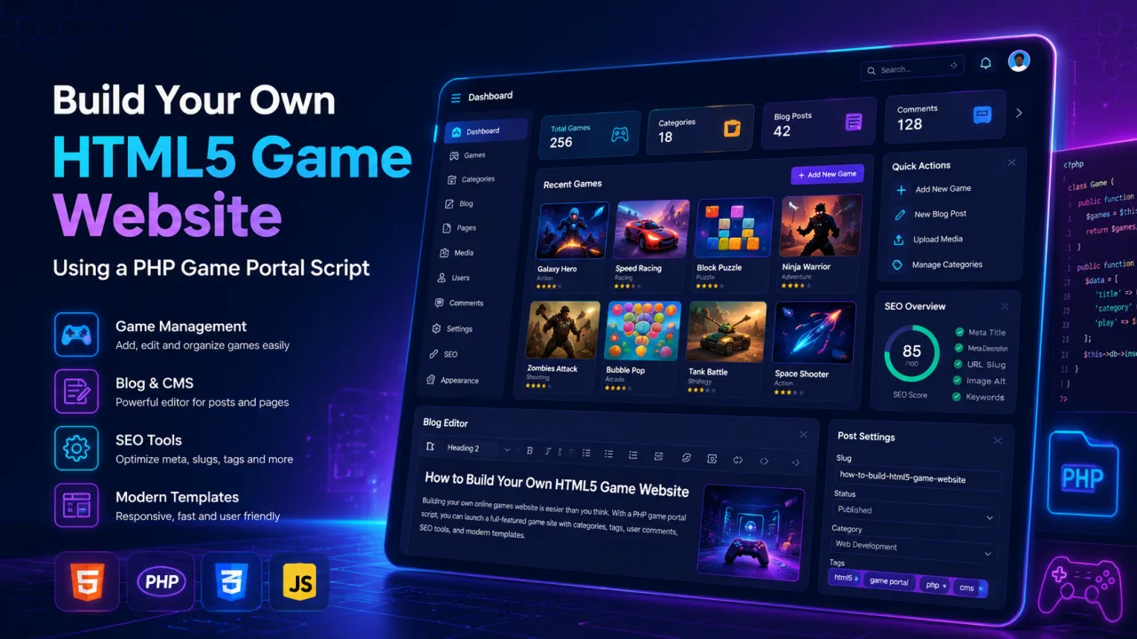 How to Build Your Own HTML5 Game Website with a PHP Game Portal Script